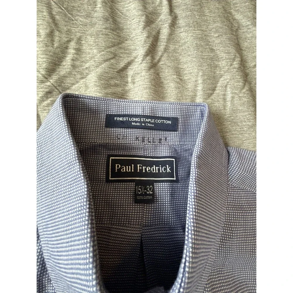 Paul Fredrick Button Up 15.5/32 Finest Long Staple Cotton Blue - Picture 2 of 4